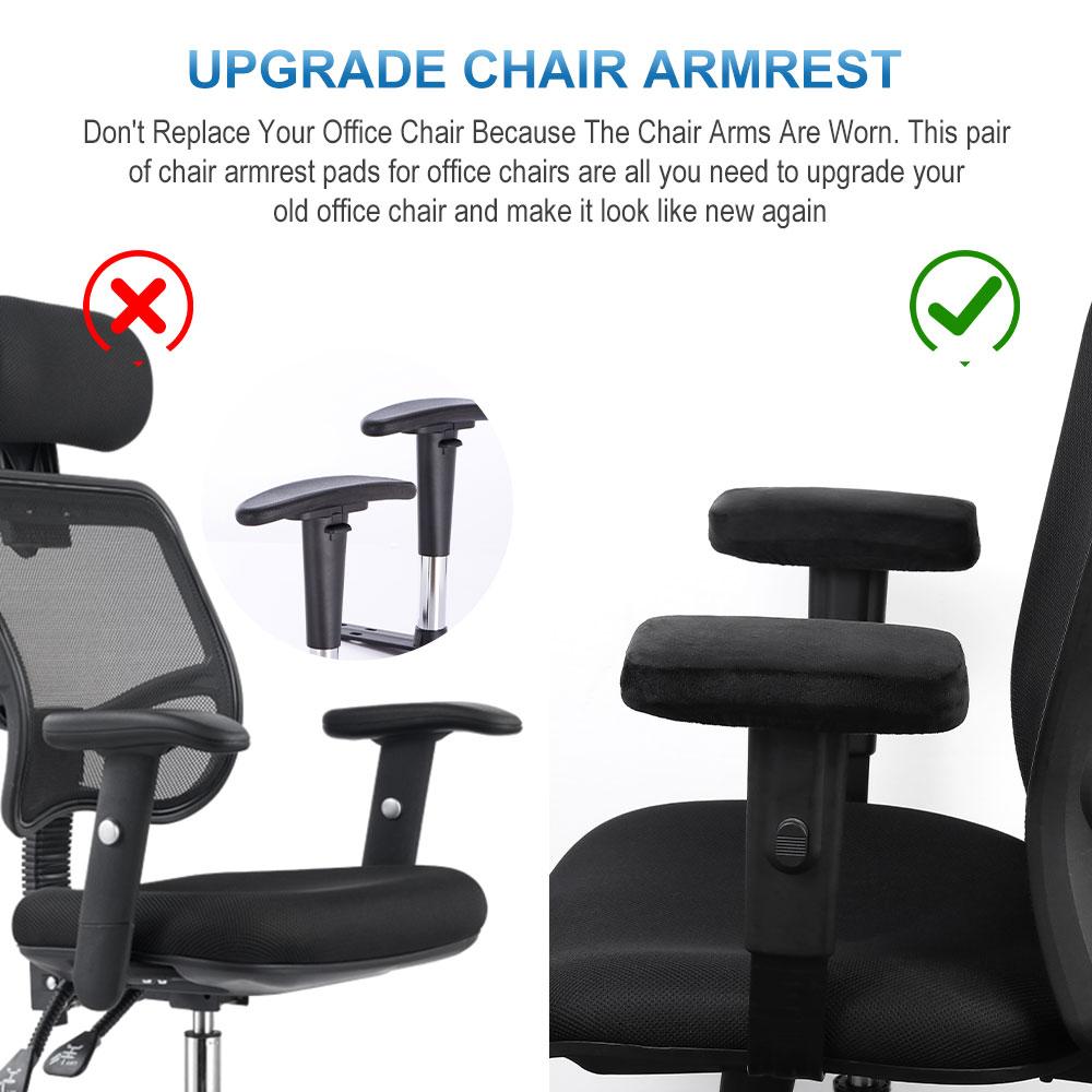 1 Pair Ergonomic Memory Foam Office Chair Armrest Pads Comfortable Gaming Chair Elbow Forearm Decompression Cushions