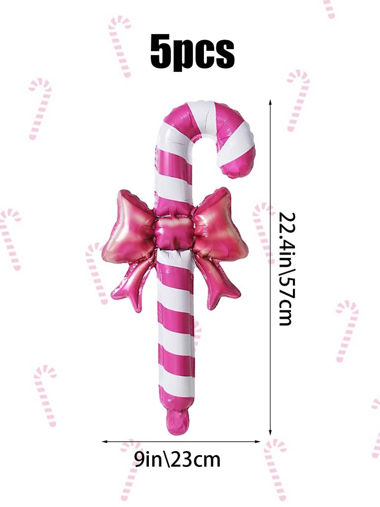 5pcs Christmas Pink, Gold, Red Candy Stick Shape Foil Balloon Set, Inflatable Christmas Sticks, Christmas Party, Holiday Props