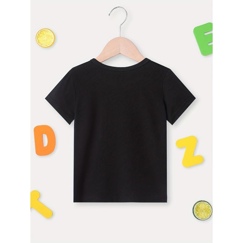 European sizes I Didn't Do It Print Boy's Short Sleeve T-shirt Breathable Loose Fitting Round Neck Creative Pattern Casual Top