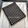 NINA SOLOR Color-block Houndstooth Cashmere Scarf