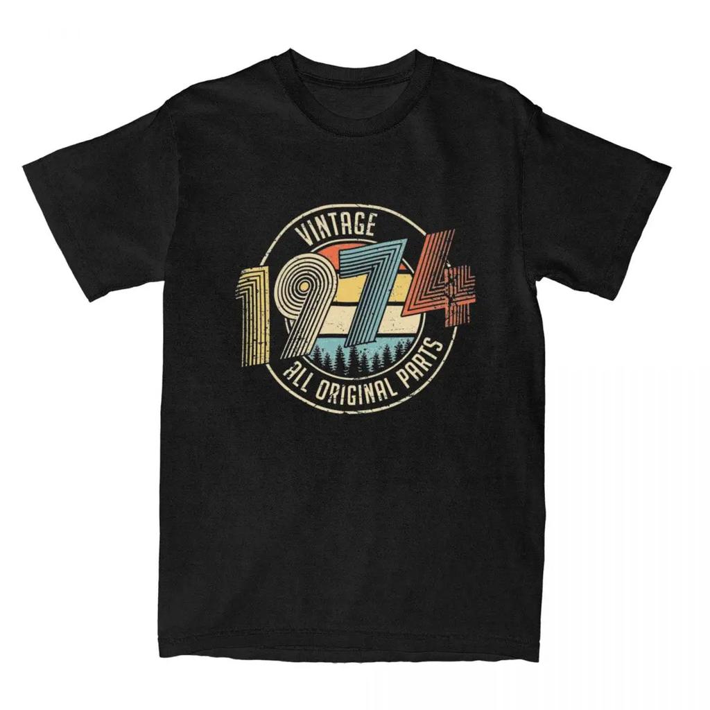 Men Women Vintage 1974 All Original Parts 50th Birthday Gifts Shirts Merch  50 Years Old People T Shirts Tee Clothes