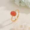 Natural Nanhong S925 Sterling Silver Ring Egg Surface Silver Inlaid Nanhong Ring Opening Cross-border Versatile Jewelry Fashion Gift