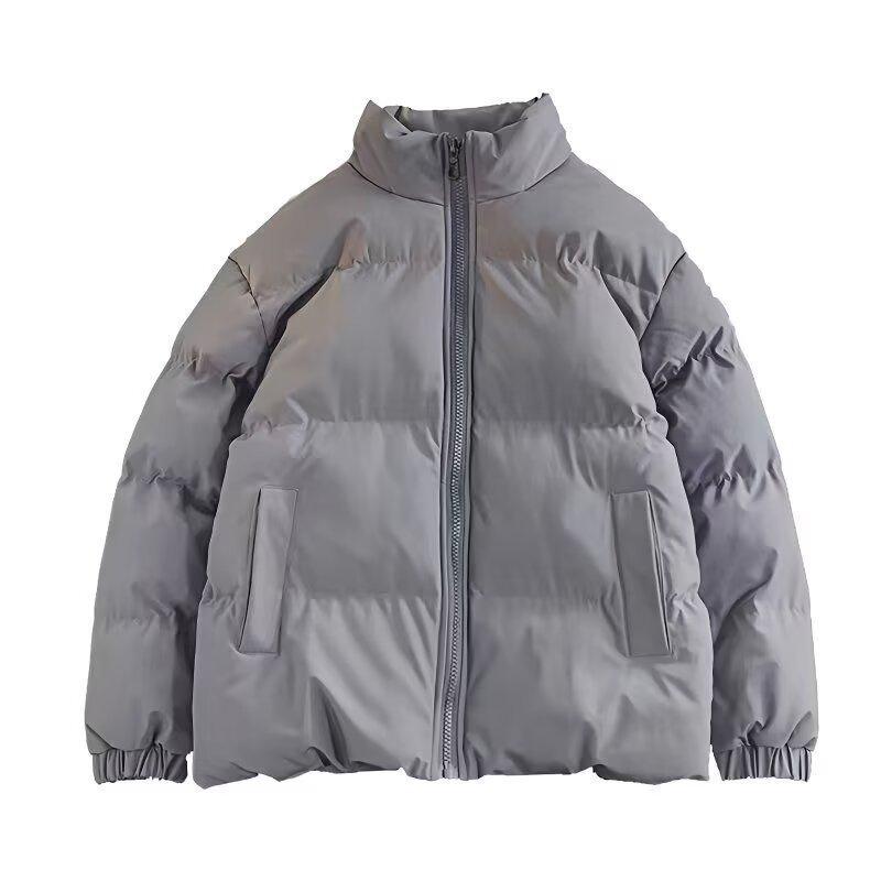 

Trendy Autumn/Winter Unisex Cotton Jacket: Thick, Casual, Stand Collar Design for Couples Medium темно-сірий