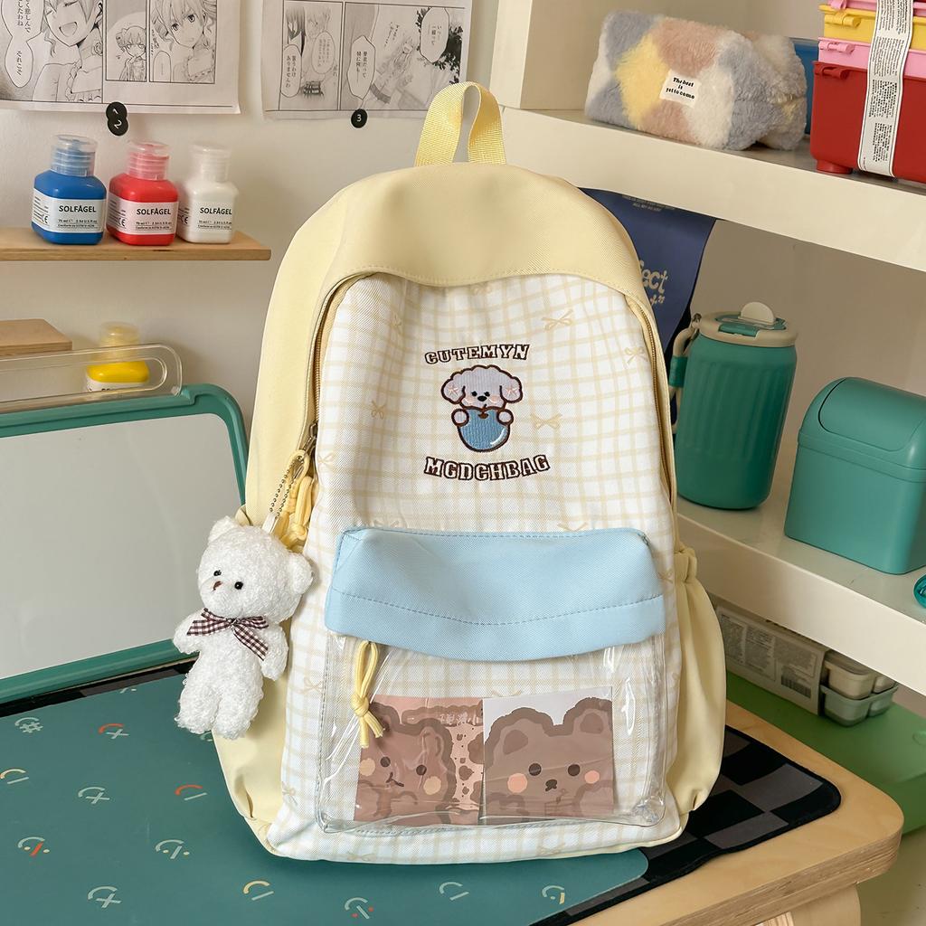 Schoolbag cute small fresh backpack 1011 sweet large capacity Japanese plaid schoolbag women's niche light casual backpack