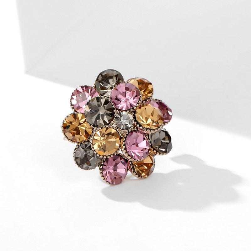 

Женская мода броши с радужными кристаллами и цветами для женщин, роскошная круглая брошь из сплава золотого цвета с цирконием, булавки