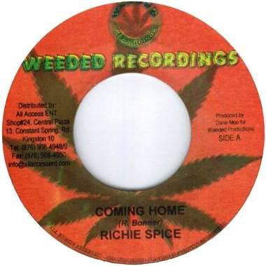 

7inch Record RICHIE SPICE Coming Home NONE Weeded Recordin Jamaica Reggae Ska Dub Used