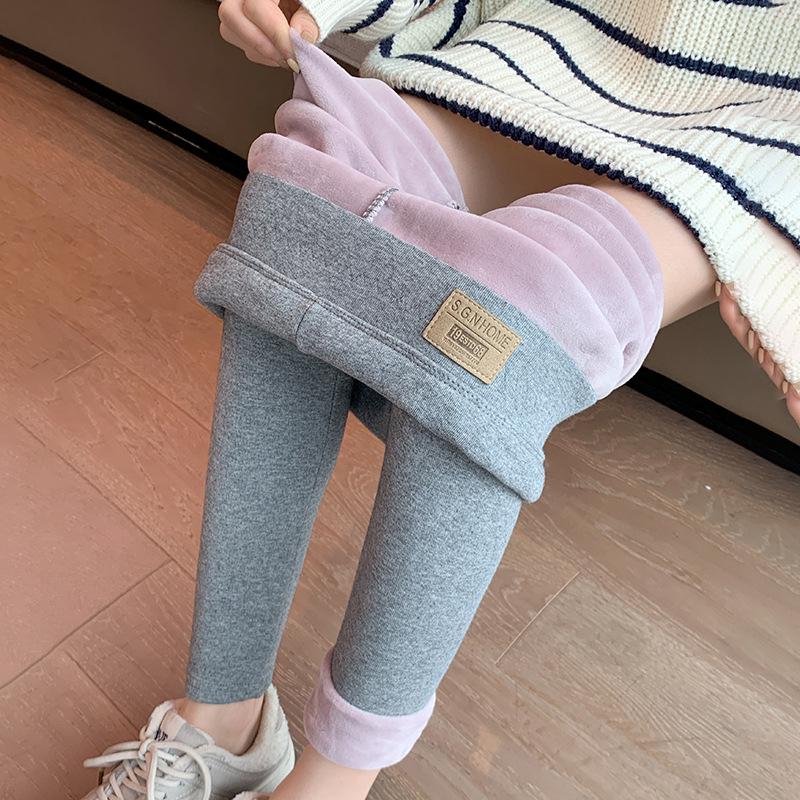 

834 Style High-Waist Lamb Wool Leggings - Women s Warm Velvet-Lined Cotton Pants for Autumn L (100-120 jin)