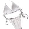 New Pearl Chain Neck Strap Bikini Sexy Swimsuit White Women'S Swimsuit Premium