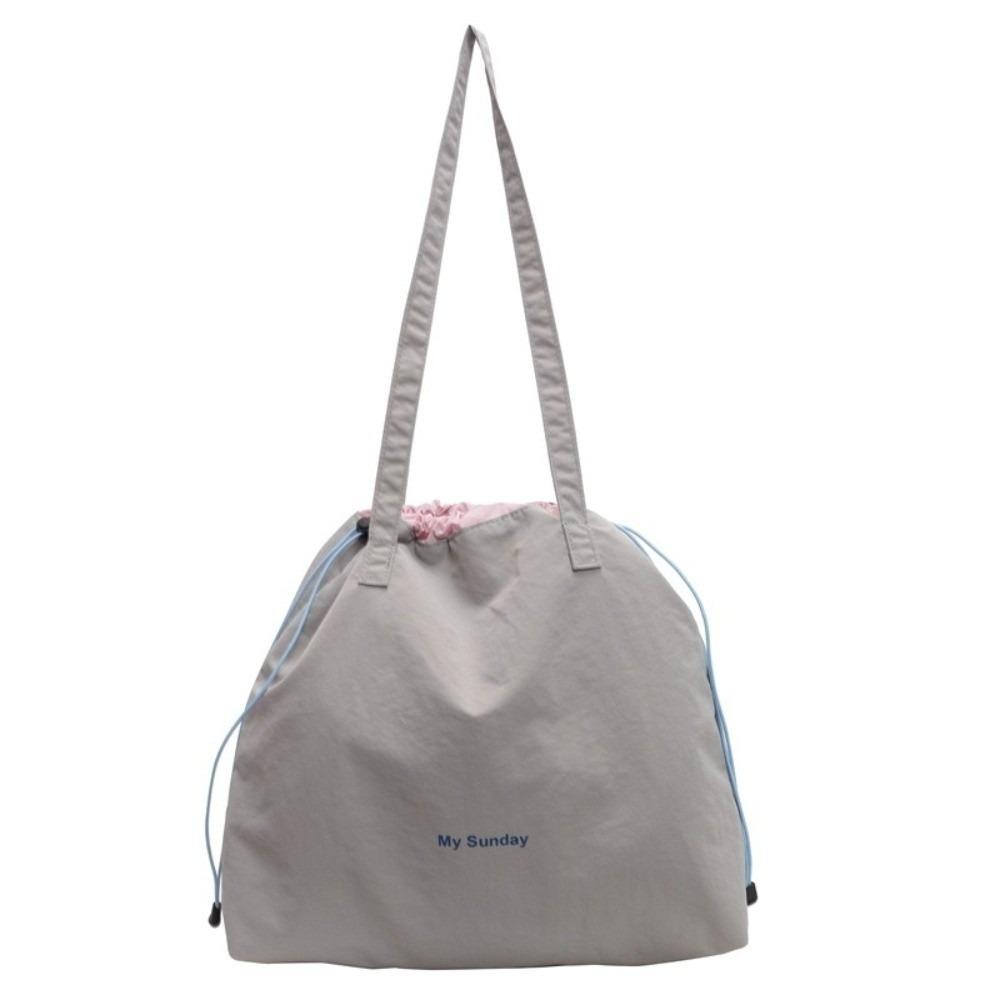 

Square Canvas Shoulder Bag Lightweight Crossbody Bag Simple Drawstring Handbag Unisex