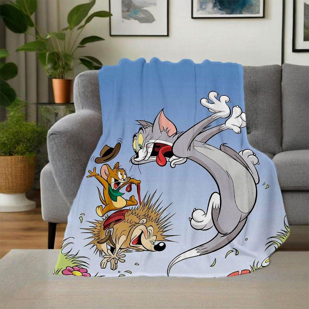 Tom & Jerry Adventure Poster PrintBlanket Flannel Throw Blanket for Sofa, Bed, Travel, Camping, Office