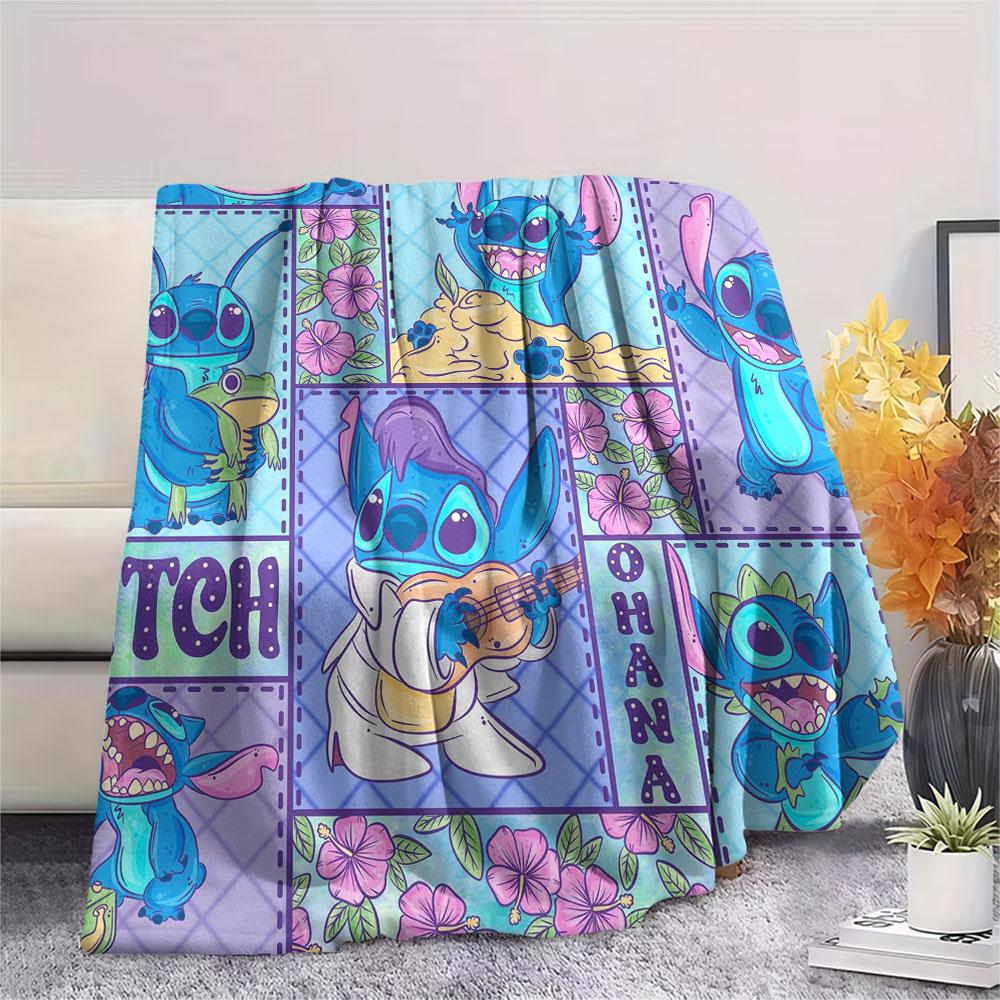 Stitch Cartoon printing Flannel Blanket Bedroom Sofa Camping Warm blanket Gifts for family and friends-MJ013