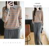 Women's Retro Wool Stripe Lapel Sweater - Polo Collar Knitwear for Autumn/Winter Styles
