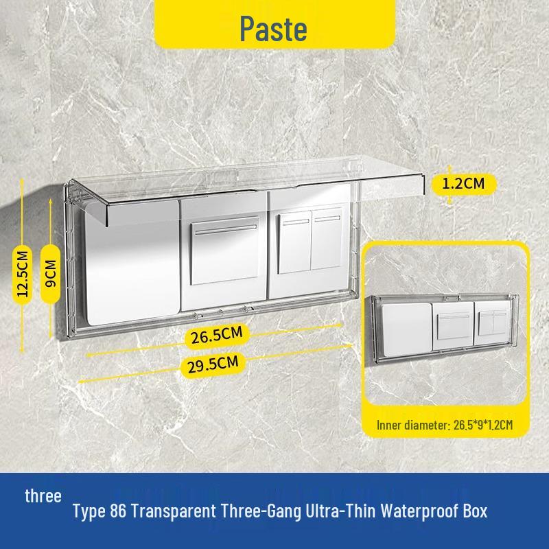 Yuba Switch Waterproof Bathroom Socket Cover - Splash-Proof Adhesive Protector