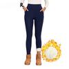 Pants with Pockets Winter Warm Lamb Wool Thick Leggings Velvet High Waist Skinny Elastic Casual Female Pants