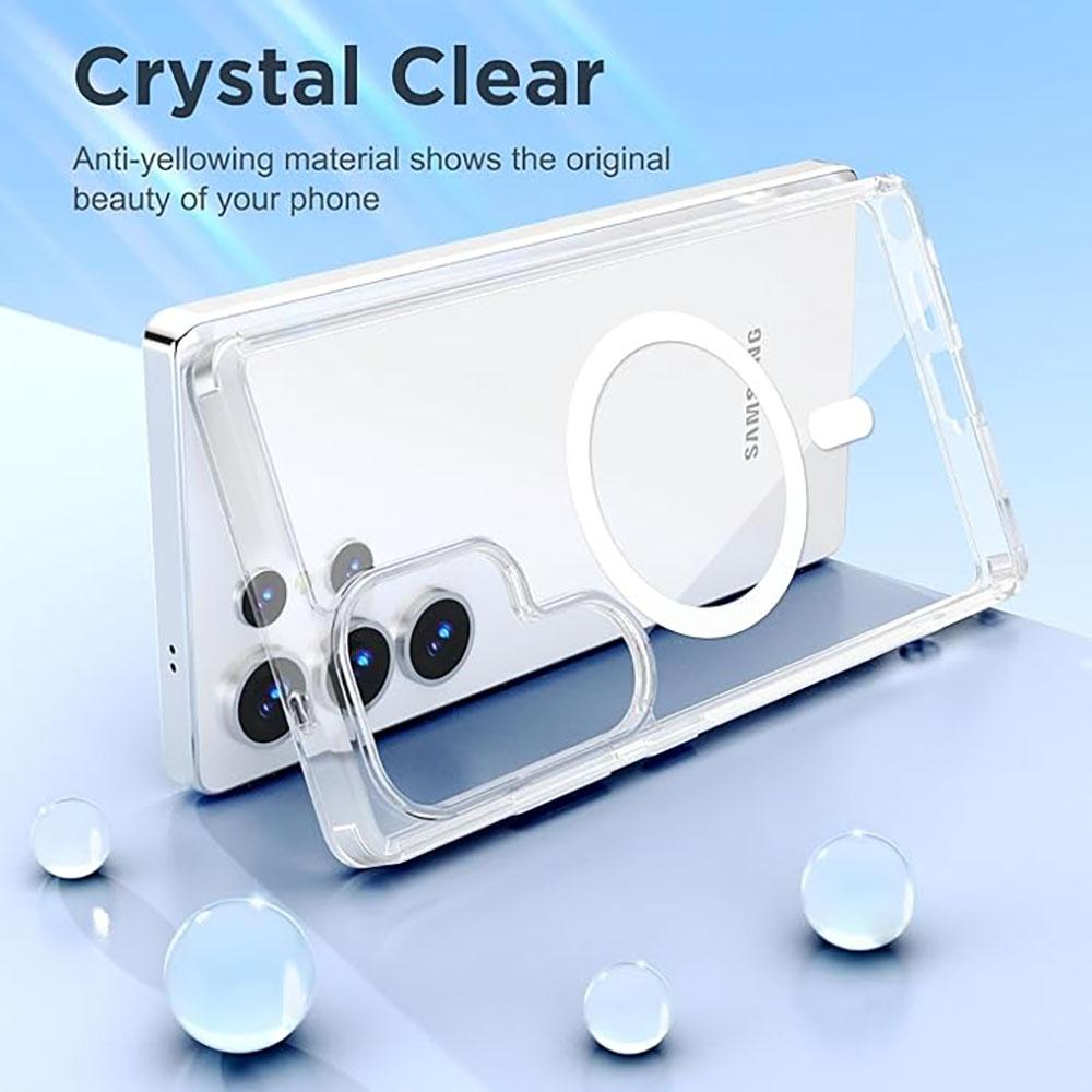 For Magsafe Transparent Phone Case For Samsung Galaxy S25 S24 S23 S22 Ultra Plus Shockproof Clear Wireless Charge Magnetic Cover