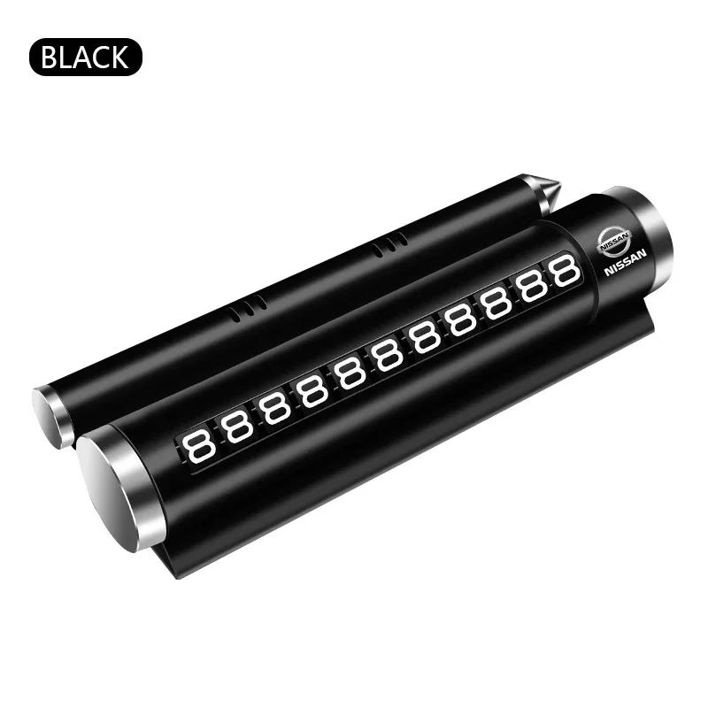 Car Temporary Parking Card Rotate Phone Number Plate Aluminum Stickers For Nissan X-trail Almera Qashqai Tiida Auto Accessories