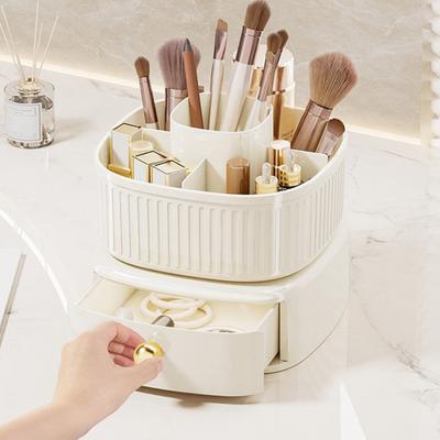 Cu sertar multifuncțional rotativ, organizator de machiaj la 360 de grade, cutie de depozitare pentru cosmetice, masă de toaletă
