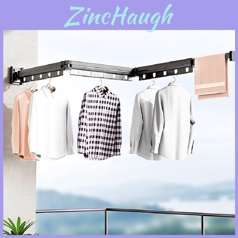 Aluminum Alloy Wallhangings Folding Clothes Hanger With Telescopic Bar For Home Indoor Drying