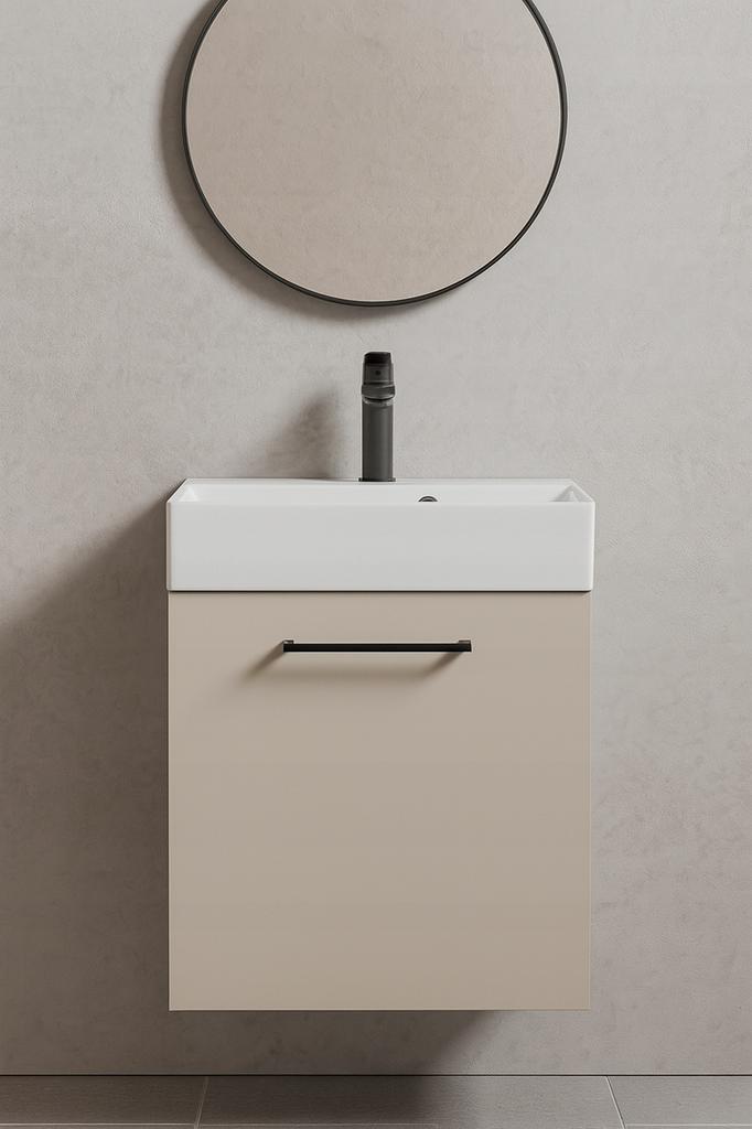 Elara Wall-Hung Bathroom Cabinet with Sink, Cashmere, Handle