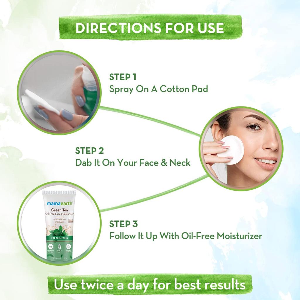 Mamaearth Green Tea Face Toner With Collagen For Open Pores 100 ml - Hydrating & Clarifying Skin Care