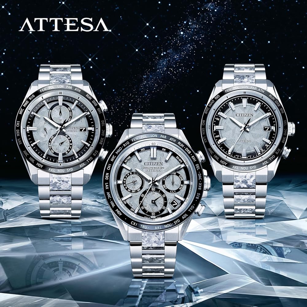 Citizen Attesa Platinum Shine Collection Radio-Controlled Waterproof Chronograph Eco-Drive Men's Analog Watch Silver