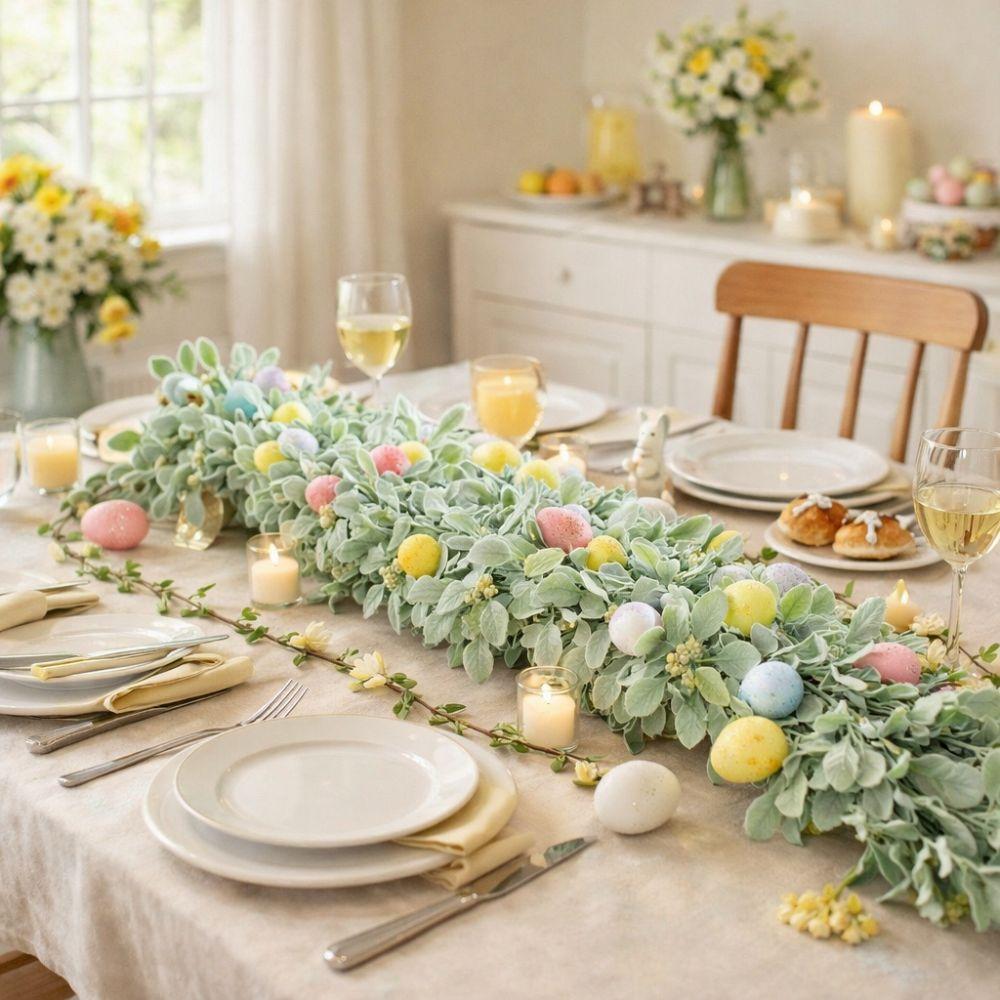 Handgefertigte Ostereier-Girlande Realistische Frühlingsranken-Girlande Wandbehang für Innenräume