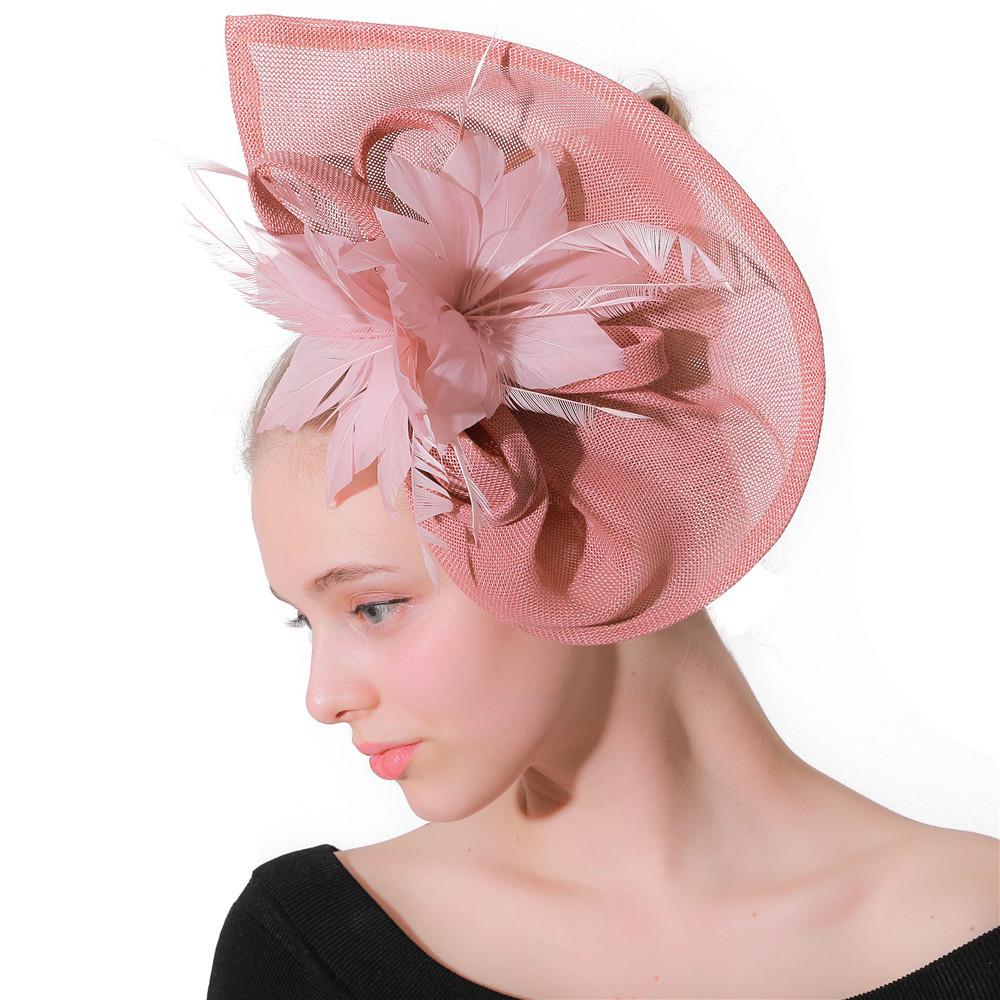 Europe And The United States New Feather Hairpin Bridal Hair Accessories Banquet Party Performance Hemp Hat Ball Headdress