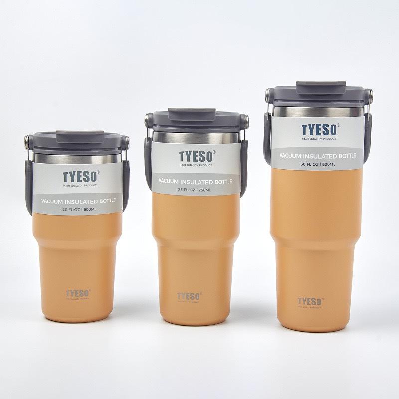 TYESO Stainless Steel Insulated Sports Water Bottle - Large Capacity, Handheld, Car-Friendly