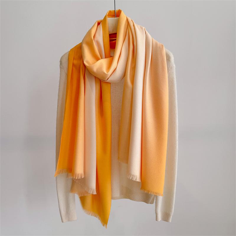 80*200cm Winter Warm Gradual Color Women Scarf Thick Cashmere Large for Pashmina Shawl Wraps Bufanda Female with Tassel Scarves
