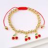Hot Sale Cute Cherry Strawberry Pendant Copper Bead Chain Bracelet High Quality Crystal Zirconia Fruit Jewelry For Daily Wear