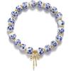 Temperament national style blue and white porcelain round bead fringed necklace, simple and versatile high-end necklace