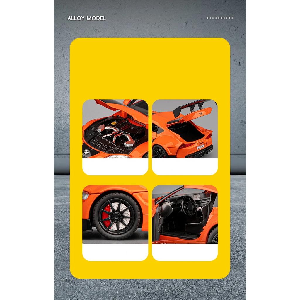 1/22 Toyota GR Supra A90 Alloy Modified Wide Body Sports Car Model Diecast Metal Raing Vehicles Car Model Sound and Light Kids Toy Gift