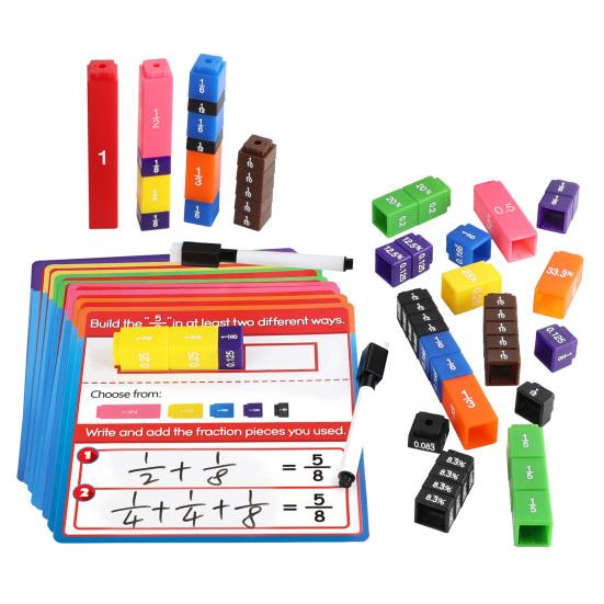 1 Set Interlocking Fraction Cubes Activity Set Elementary School Equivalent Fraction Percents Decimals Learning Cubes Math Manipulatives