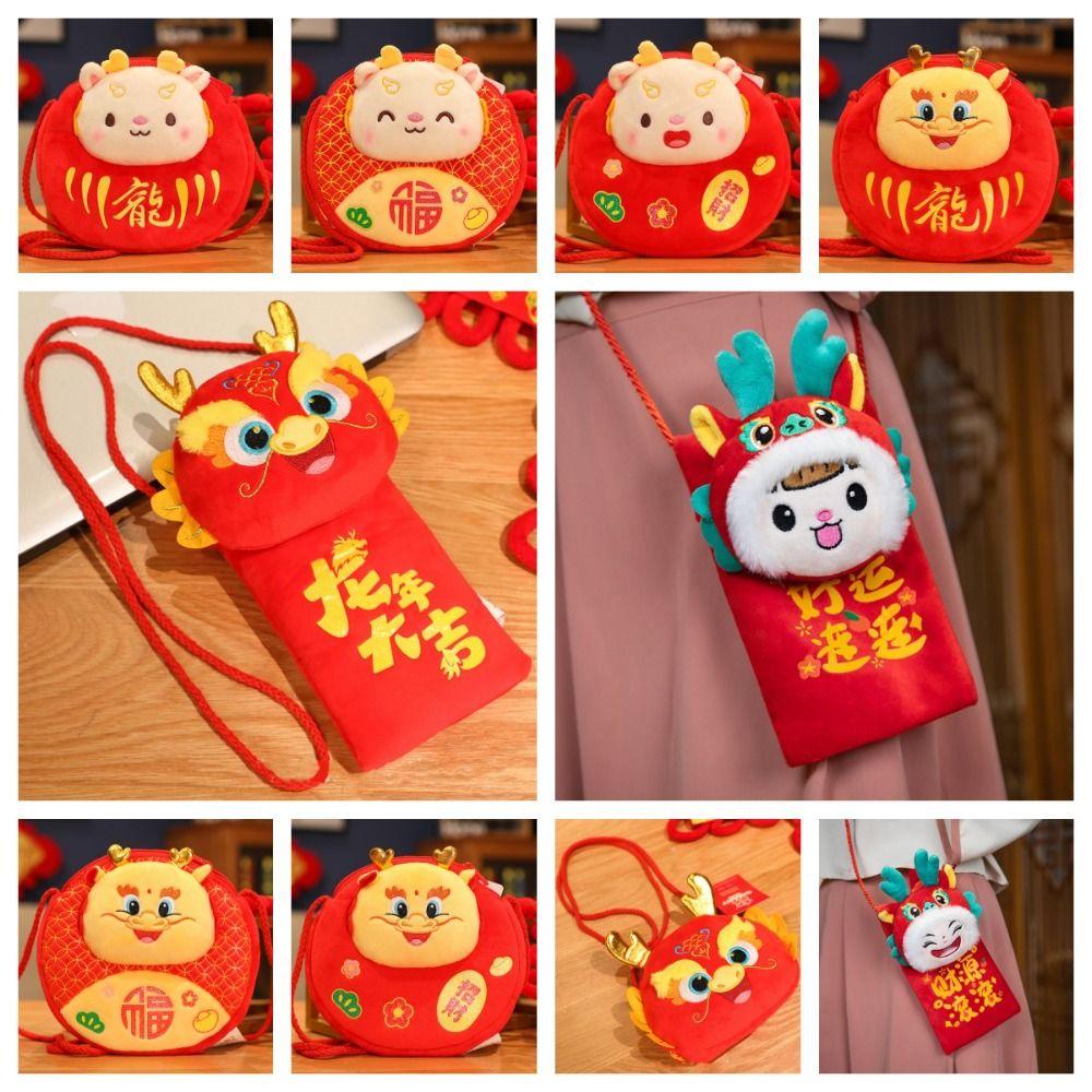 Lucky Money Wallet 2024 Red Envelope Hongbao Dragon Year Mascot Creative Money Packing Bag  Kids