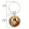 Moderne minimalistische Glaslegierung Schlüsselanhänger mit Herz Jesus Charakter Anhänger zum Verschenken