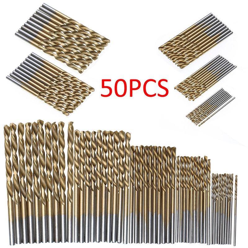High Durability 50pcs Titanium Coated Hss High Speed Steel Drill Bit Set For Versatile Applications