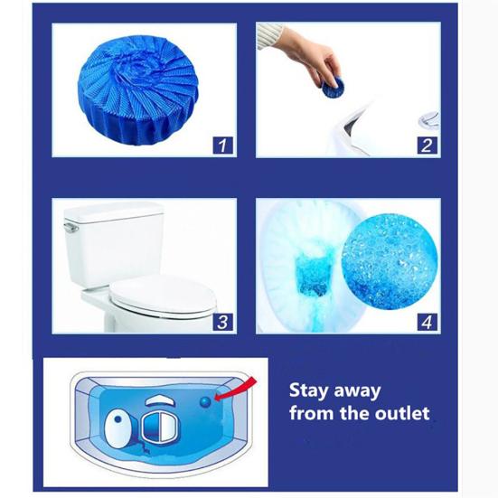 10Pcs Automatic Bleach Toilet Bowl Tank Stain Remover Blue Home Detergent Cleaner