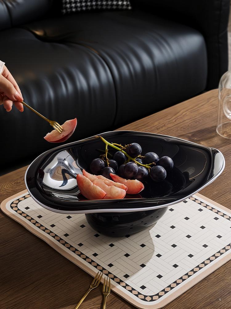 Desktop Storage Tray Geometric Fruit Plate Plastic Acrylic Draining Fruit Platter Snack Plate Storage Container Jewelry Dish