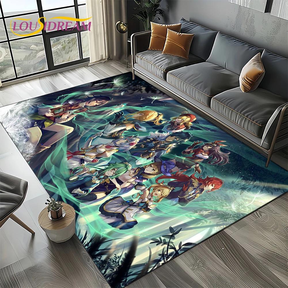 2025 New Genshin Impact Character Solo Cartoon Game Carpet Rug for Living Room Bedroom Home Sofa Decoration,Non-slip Floor Mat