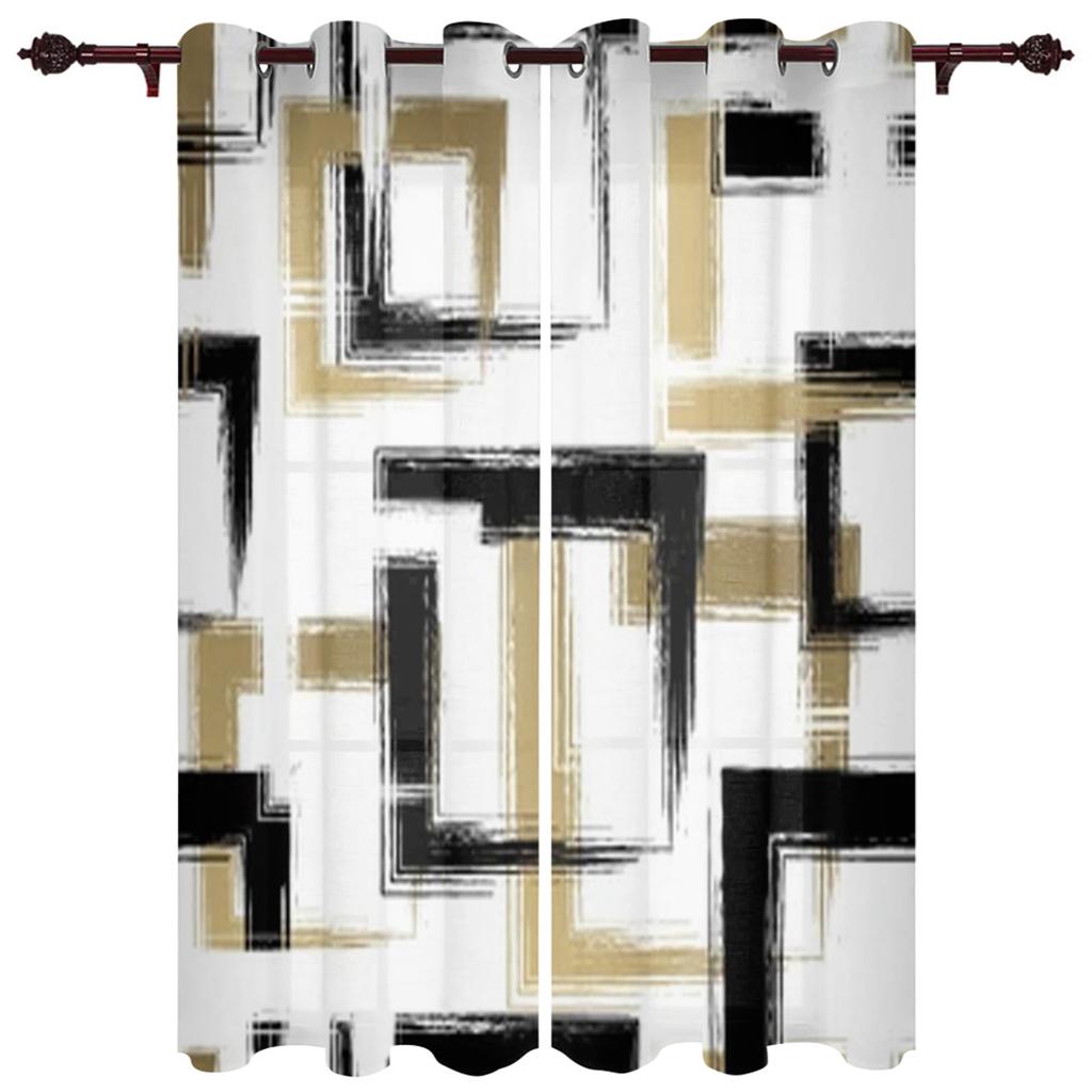 Modern Window Curtains for Living Room Abstract Geometric White Black Curtains for Child Bedroom Kitchen Decor Blinds Drapes