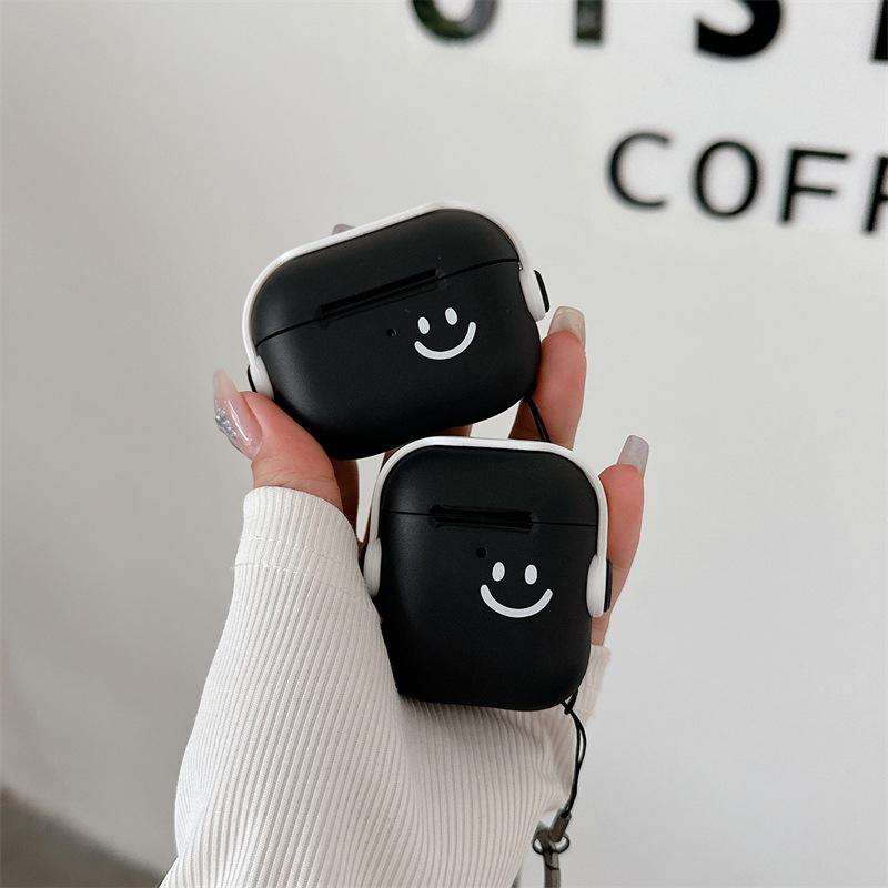 Simple smiley face for AirPods pro1 generation protective cover lock 1st generation pro1 apple bluetooth headset soft case