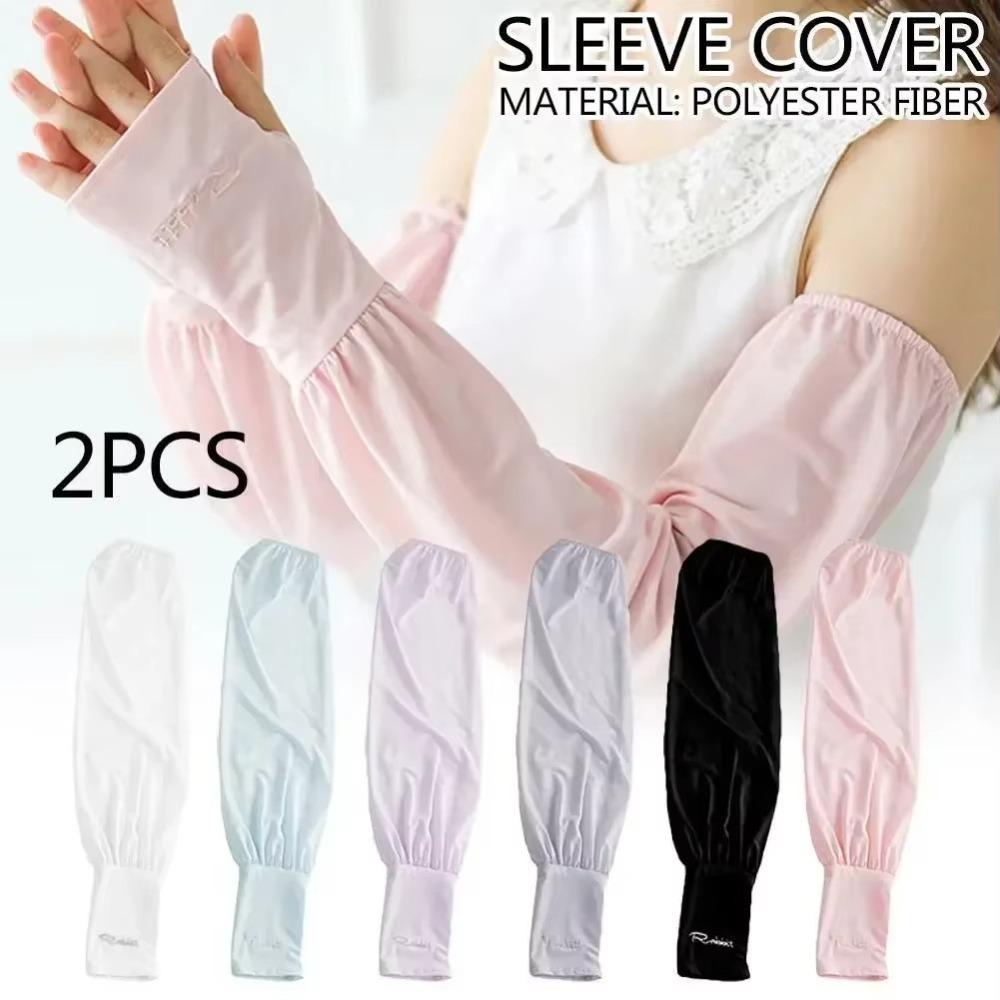 2PCS/Pair Long Length Ice Silk Sleeves Breathable UV Protection Sleeves Driving