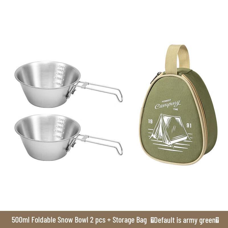 Qiwei 304 Stainless Steel Camping Sierra Bowl with Foldable Utensils Set
