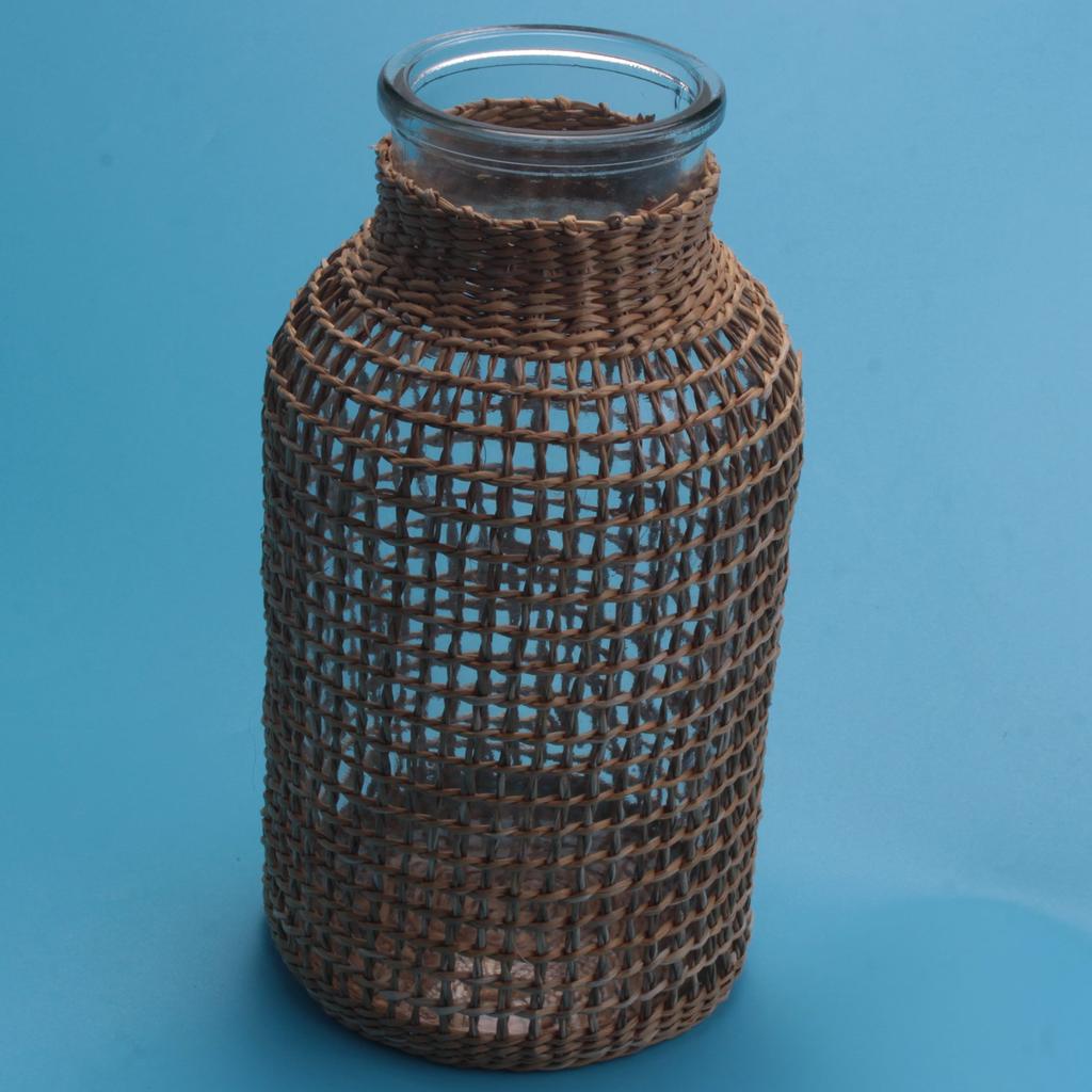 A20F-Straw Glass Flower Vase Japanese Flower Pot In The Nordic Contracted Creative Flower Basket To Water Plants