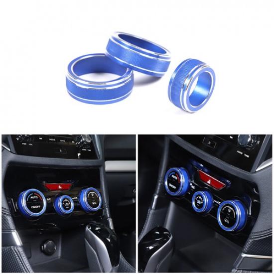 Blue Aluminum AC Climate Control Knob Ring Covers For Subaru Forester -2024