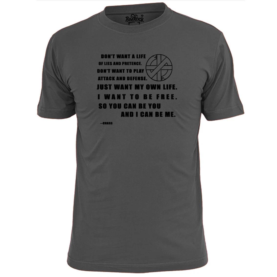 Mens Crass Don t Want A Life T shirt Pistols Ruts Peace 2XL
