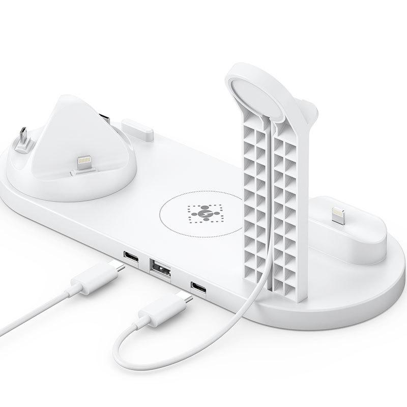 Hot-Selling Six-in-One Mobile Watch & Earphones Wireless Charger with Custom Logo