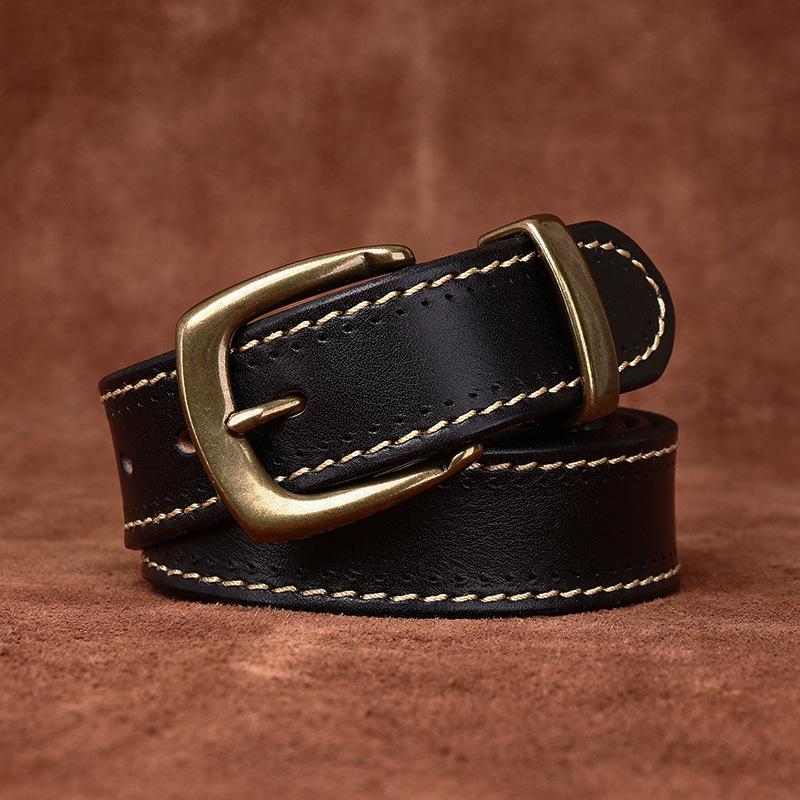 Pásek Pánská móda Trend Retro Snadné ladění První vrstva Hovězí kůže Kožená Spona Mládež Běžné džíny Pásek Pánské