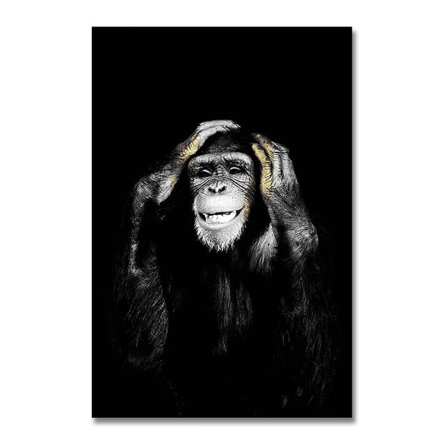 Animal Poster Large Size Posters Canvas Painting Wall Art Dark 3 Funny Monkey Posters and Prints for Living Room Home Decoration