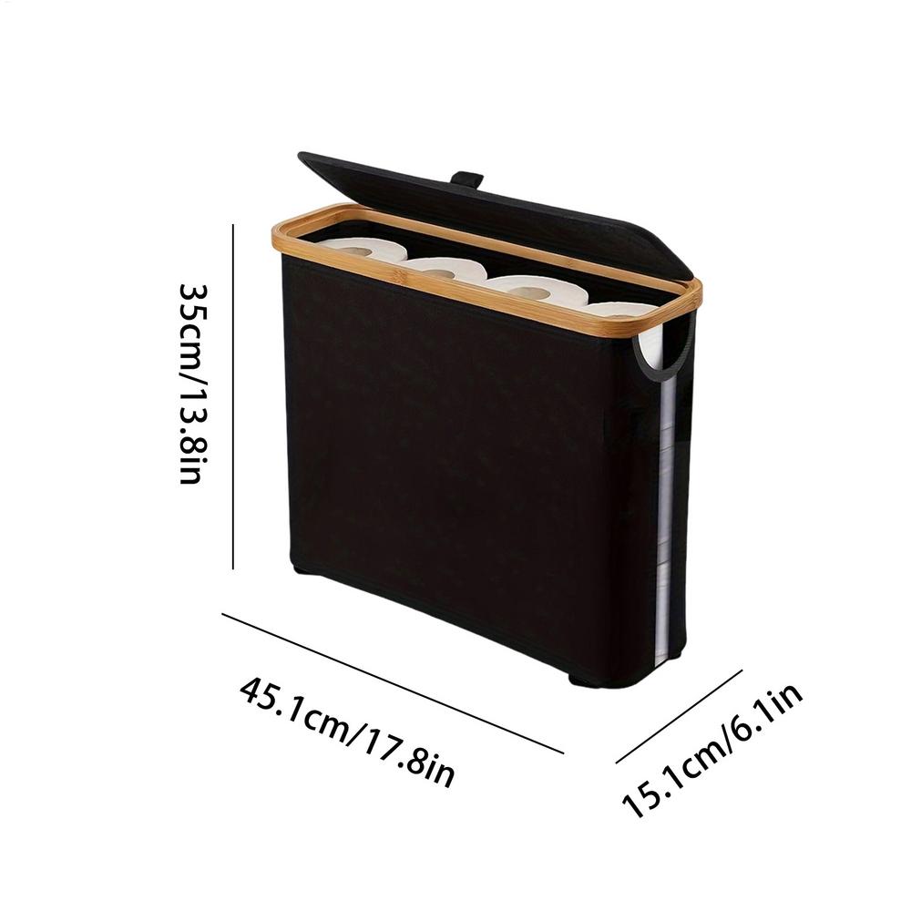 Free Standing Toilet Paper Basket Foldable Organizer With Lid & Handle Holds Up To 12 Rolls For Home Bathroom Living Room